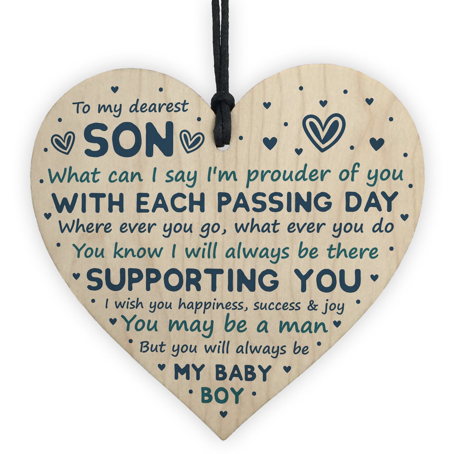 Christmas Card For Son Wooden Heart Gift From Mum and Dad