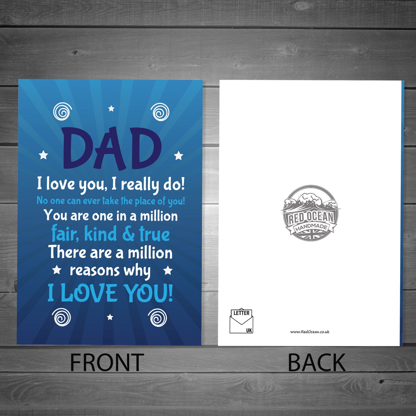 Dad Card For Birthday Fathers Day Card I LOVE YOU Card