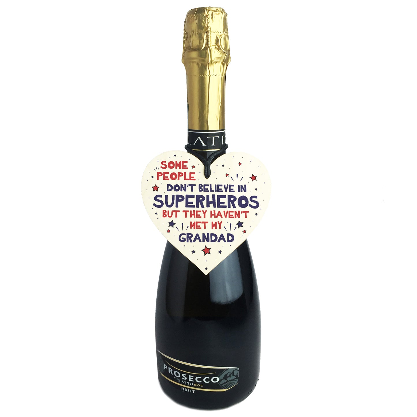 Grandad Birthday Christmas Gift Superhero Theme Wooden Heart