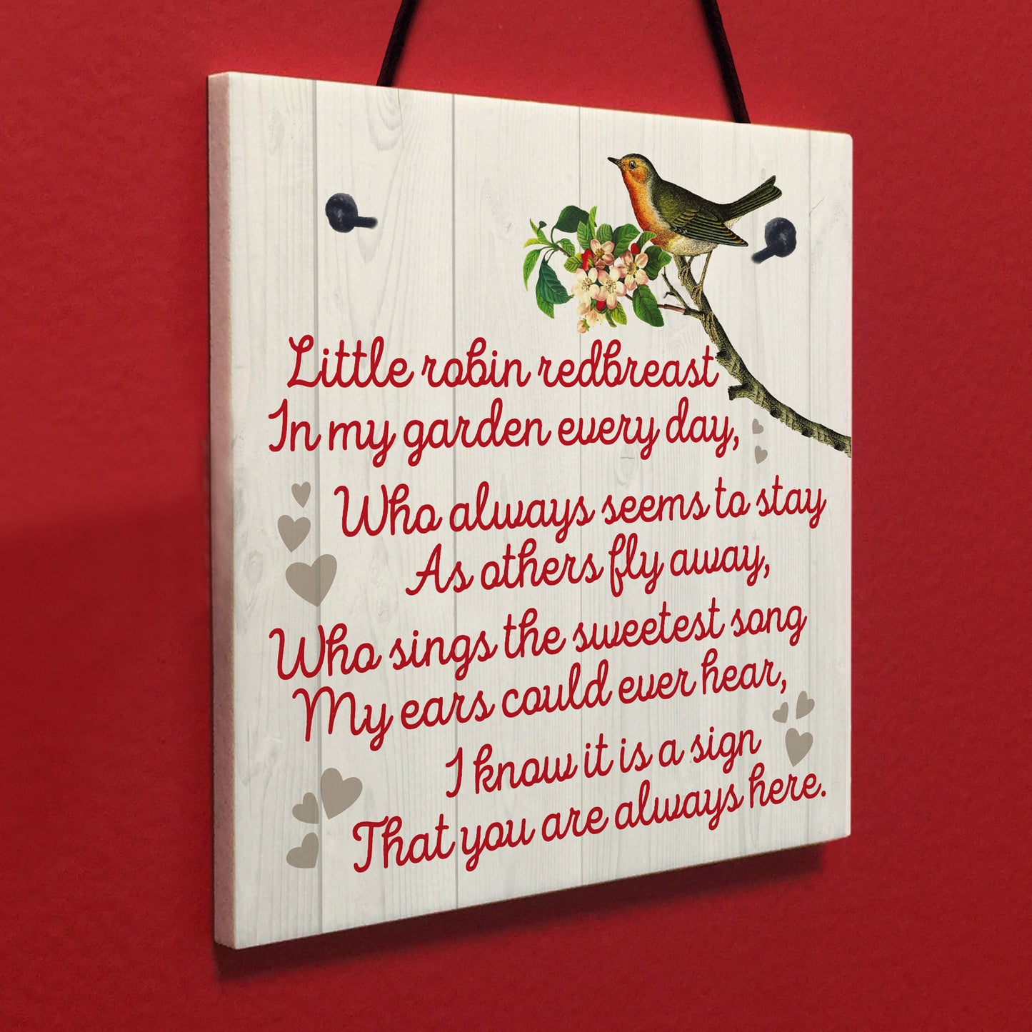 Robin Redbreast Memorial Bereavement Family Love Hanging Plaque