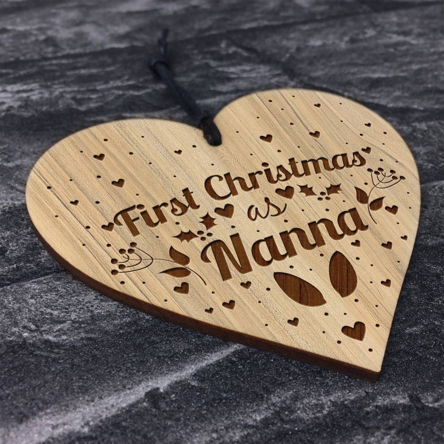 First Christmas Nanna Wooden Engraved Bauble Gift For Nanna