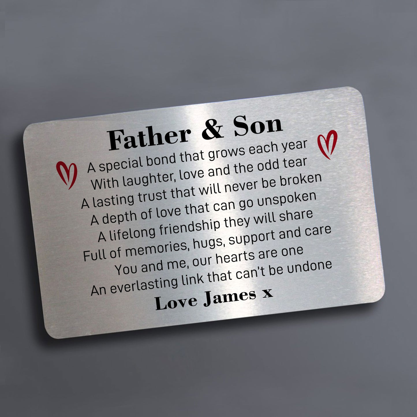 Father & Son Dad Metal Wallet Card Keepsake From Son