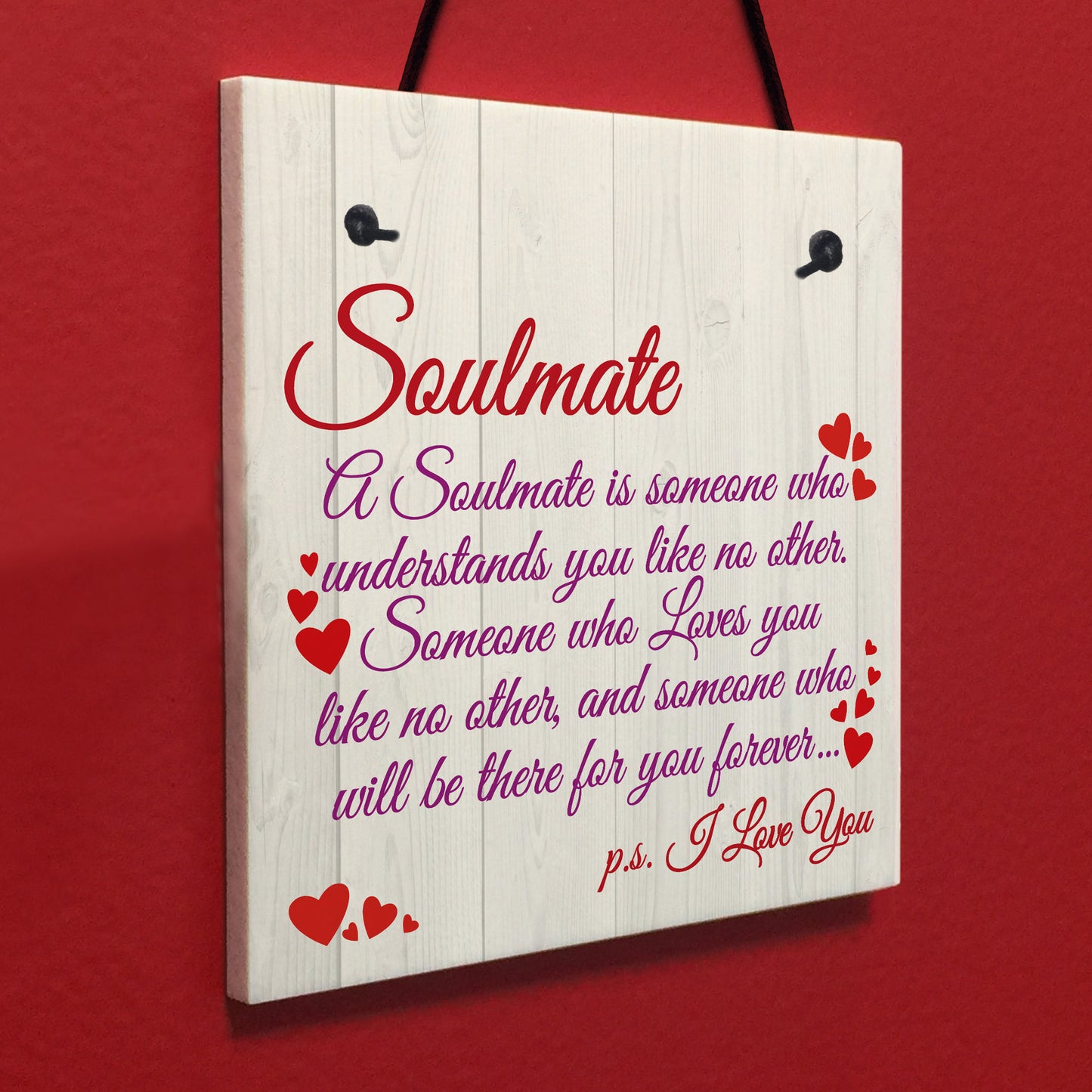 Soulmate I Love You Cute Christmas Gift Hanging Heart Plaque