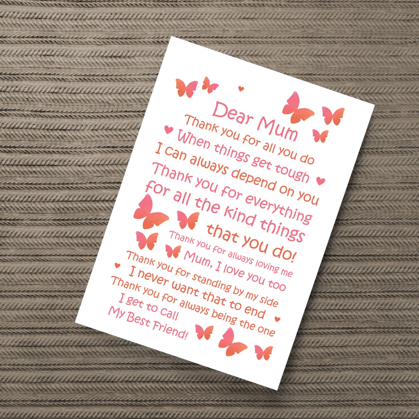Christmas Birthday Gifts For Mum From Daughter Son Print Poem