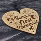 Babys 1st Christmas Bauble Engraved Wood Heart Christmas Decor