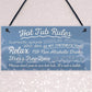 Hot Tub Rules Novelty Hanging Garden Shed Plaque Jacuzzi Pool