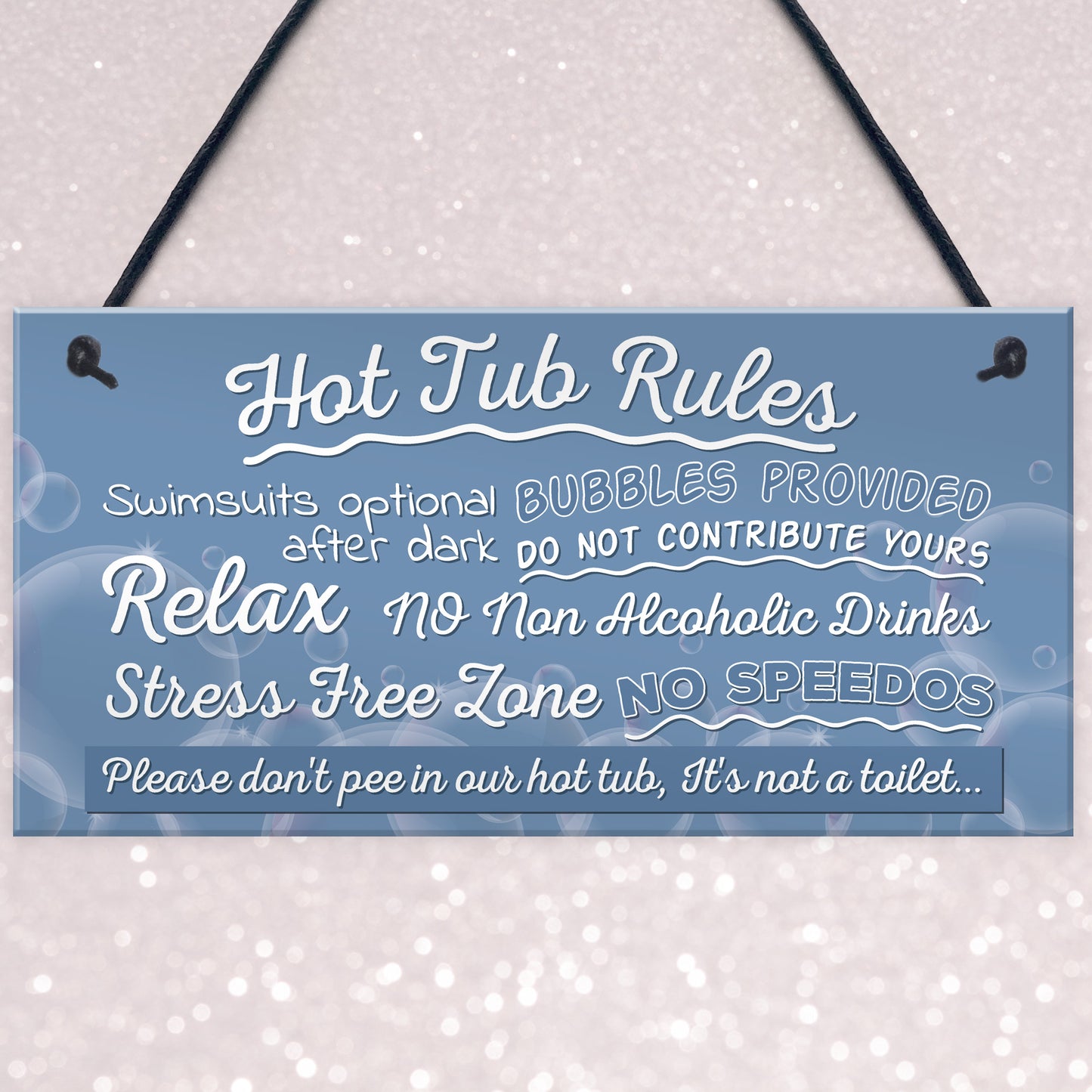 Hot Tub Rules Novelty Hanging Garden Shed Plaque Jacuzzi Pool