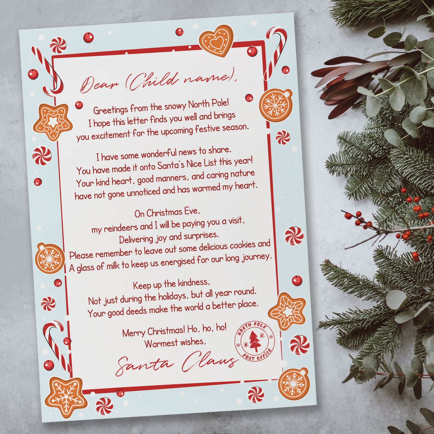 Letter From Santa Personalised Christmas Eve Box Filler Daughter