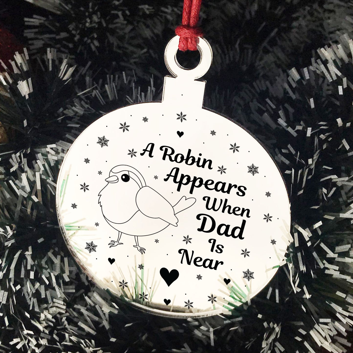 Robin Red Breast Memorial Acrylic Tree Decoration Dad Memorial