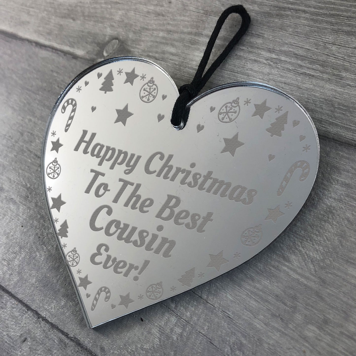 Best Cousin Gift For Christmas Engraved Heart Christmas Decor