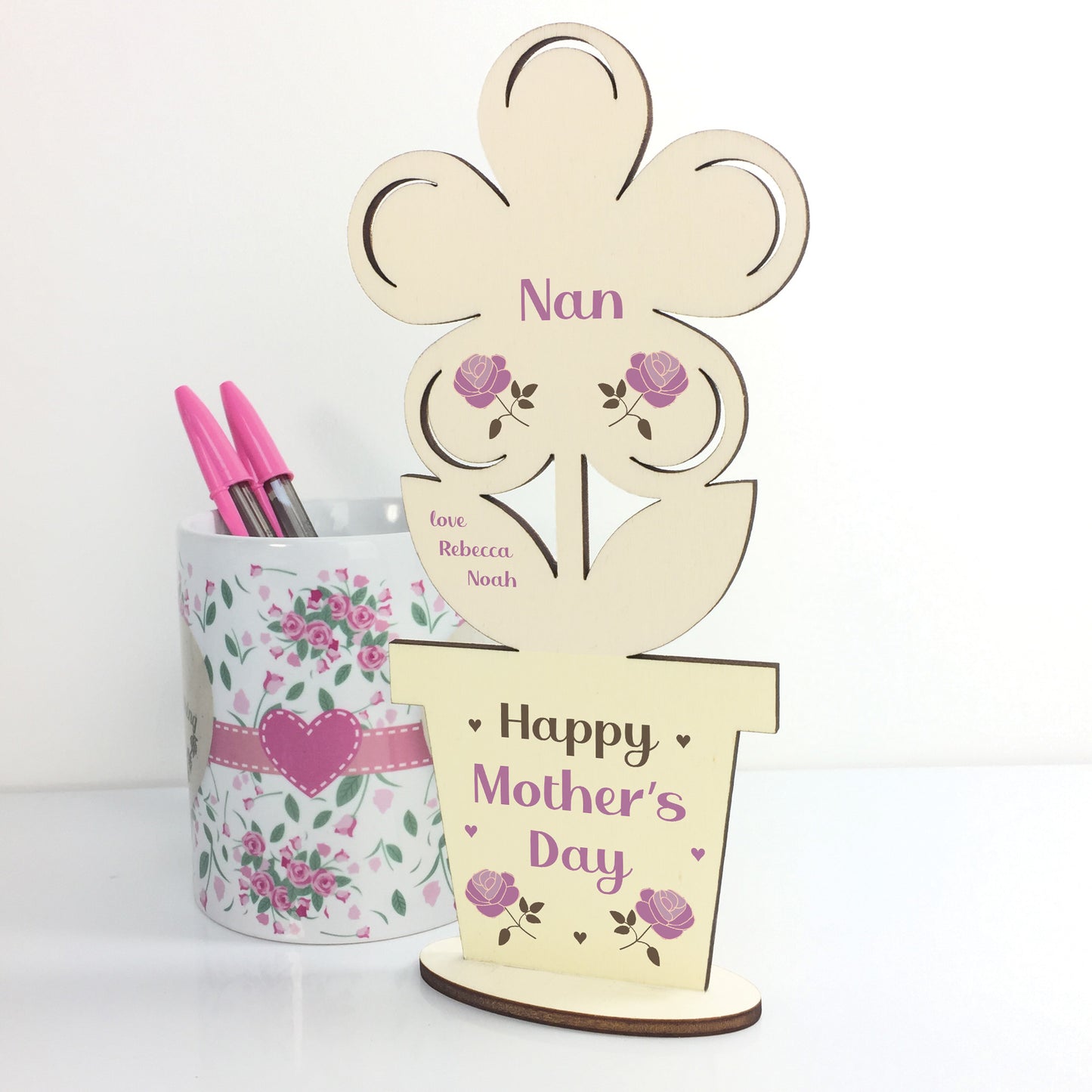 Happy Mothers Day Gift For Nan Wooden Flower Personalised