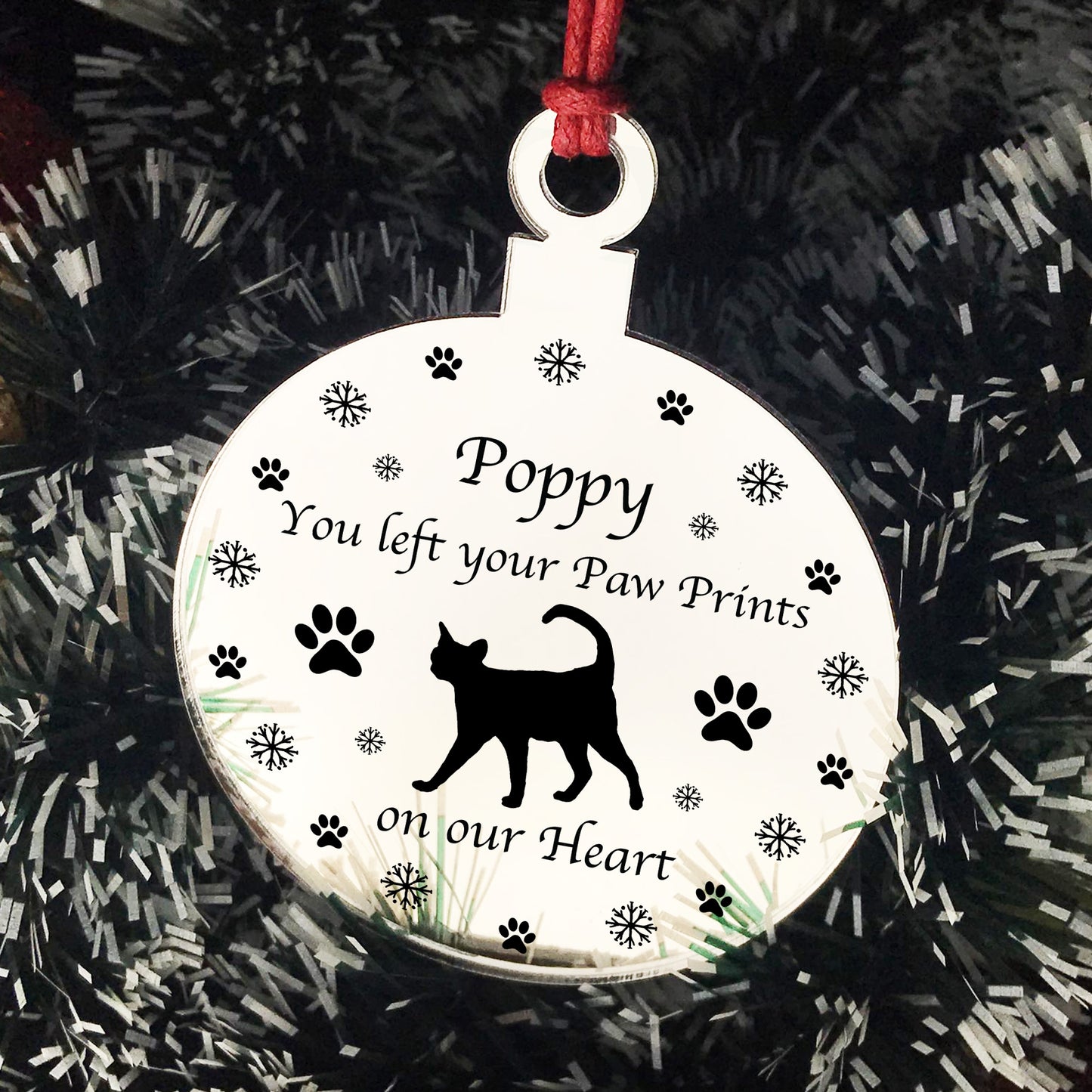 Cat Memorial For Christmas Tree Personalised Engraved Bauble