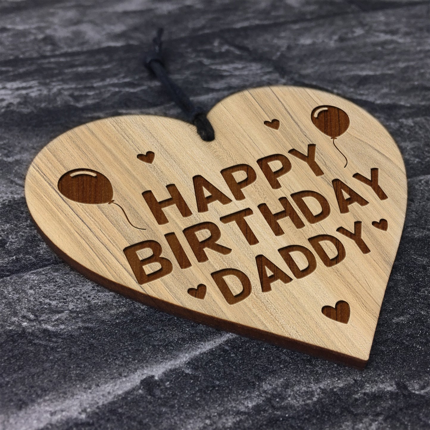 Birthday Gift For Daddy Wood Engraved Heart 30th 40th 50th