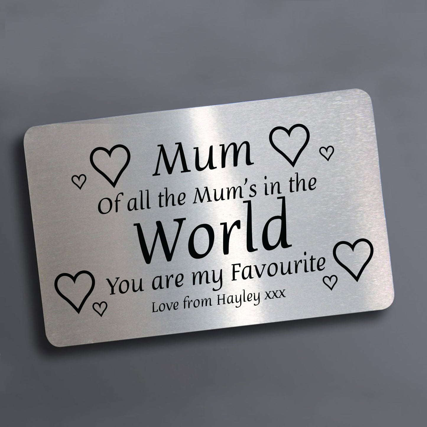 Personalised Gifts For Mum Metal Card Christmas Birthday Gifts
