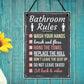 Bathroom Rules Funny Toilet Door Wall Sign Novelty Joke Plaque