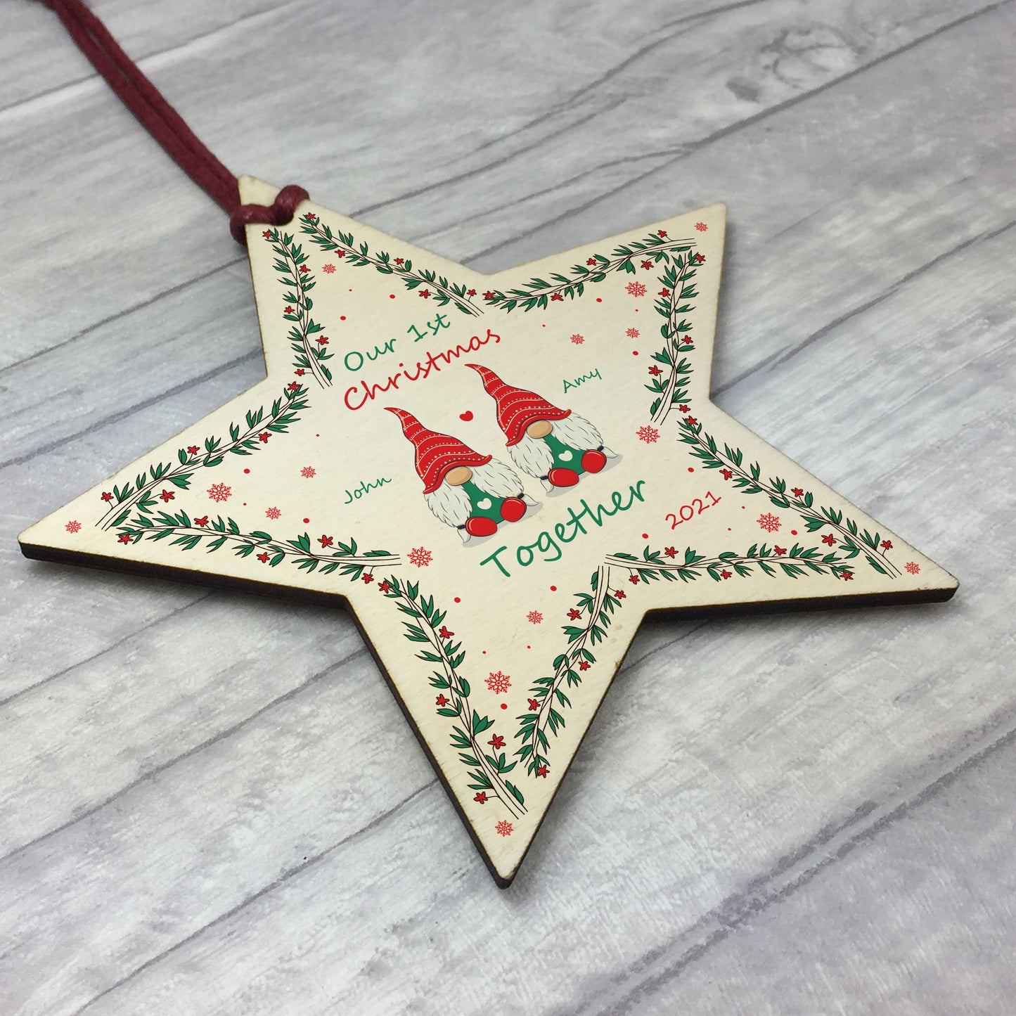 Our 1st Christmas Together Personalised Star Tree Decoration