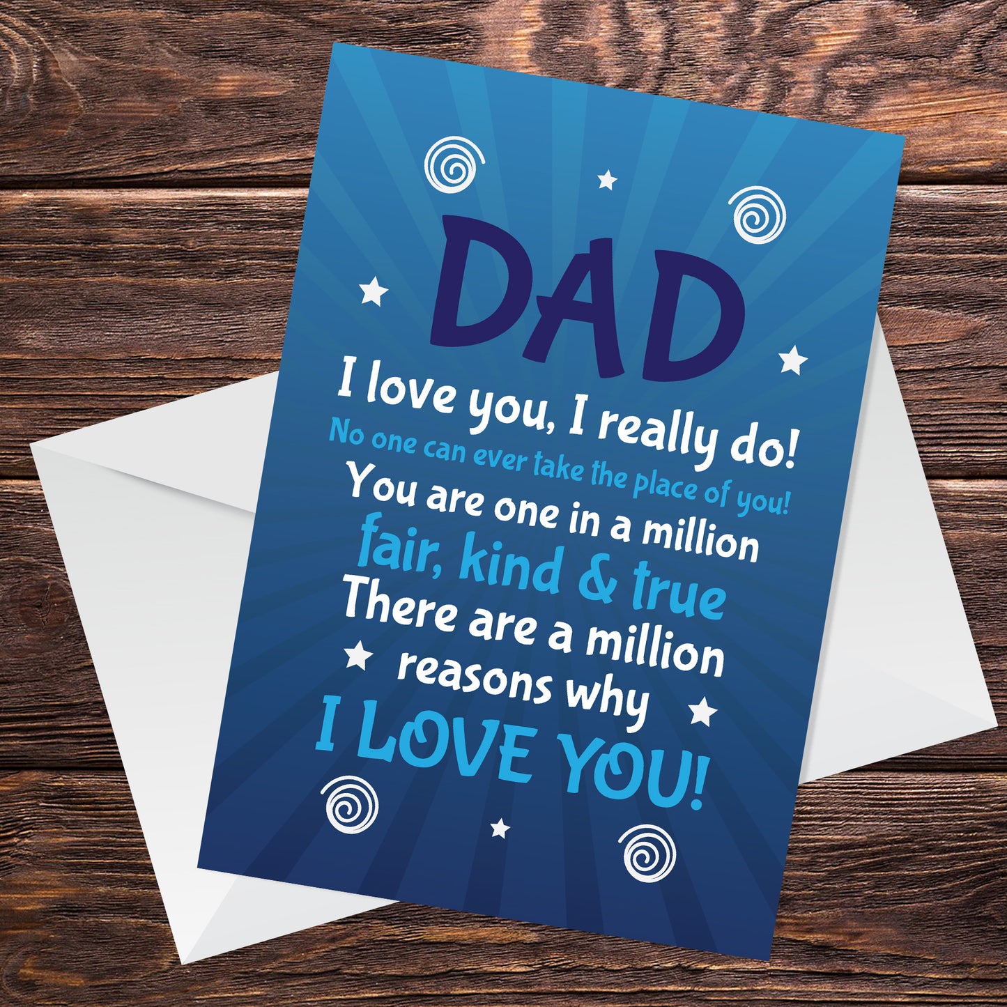 Dad Card For Birthday Fathers Day Card I LOVE YOU Card