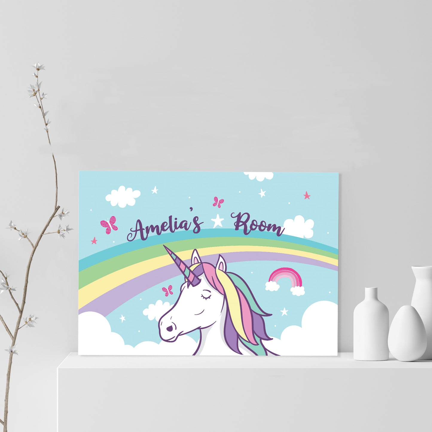 Girls Personalised Unicorn Bedroom Door Sign Birthday Daughter