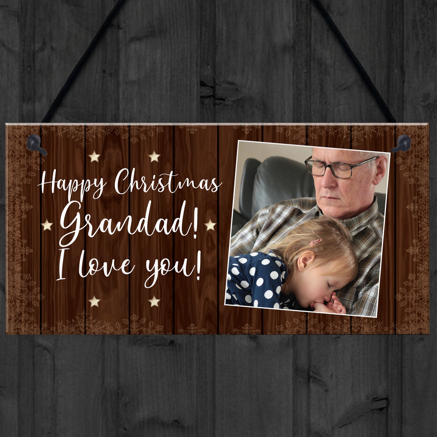 Personalised Merry Christmas Grandad Gift Photo Plaque Gift