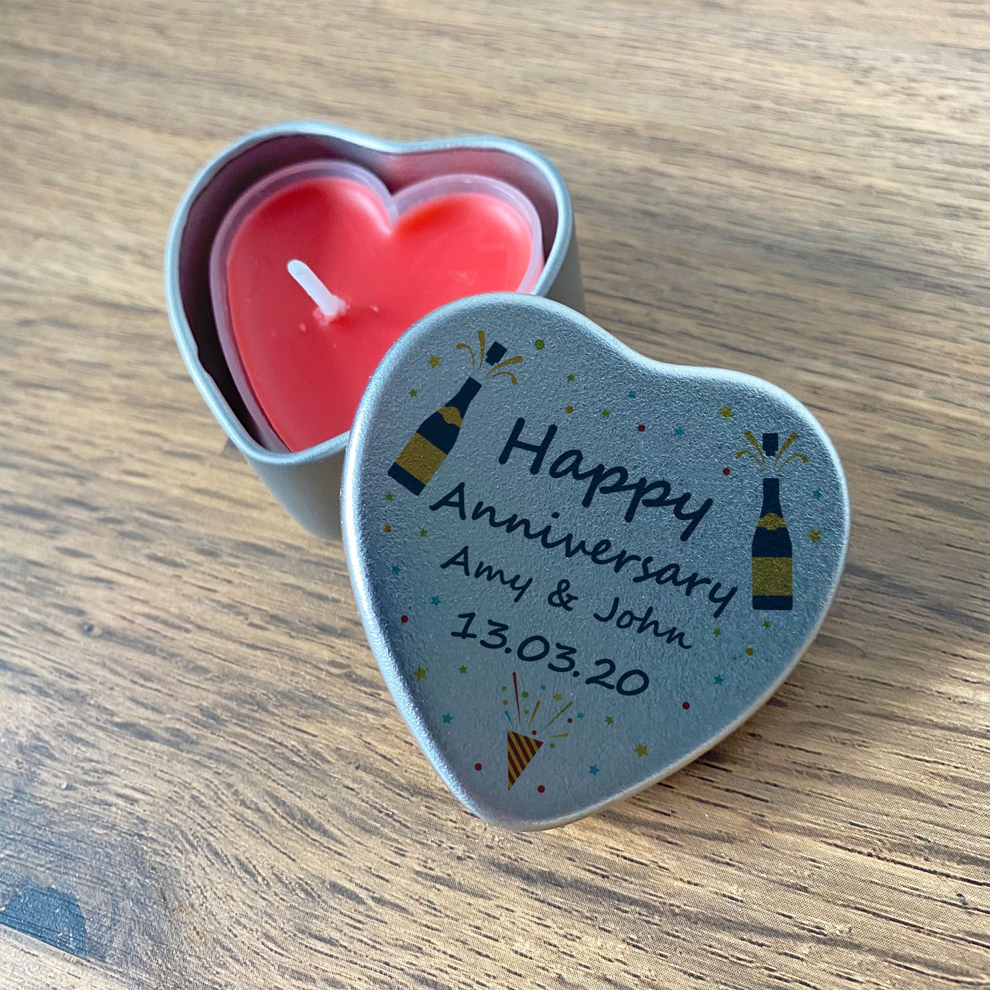 Anniversary Gift For Husband Wife Personalised Heart Tin Gift