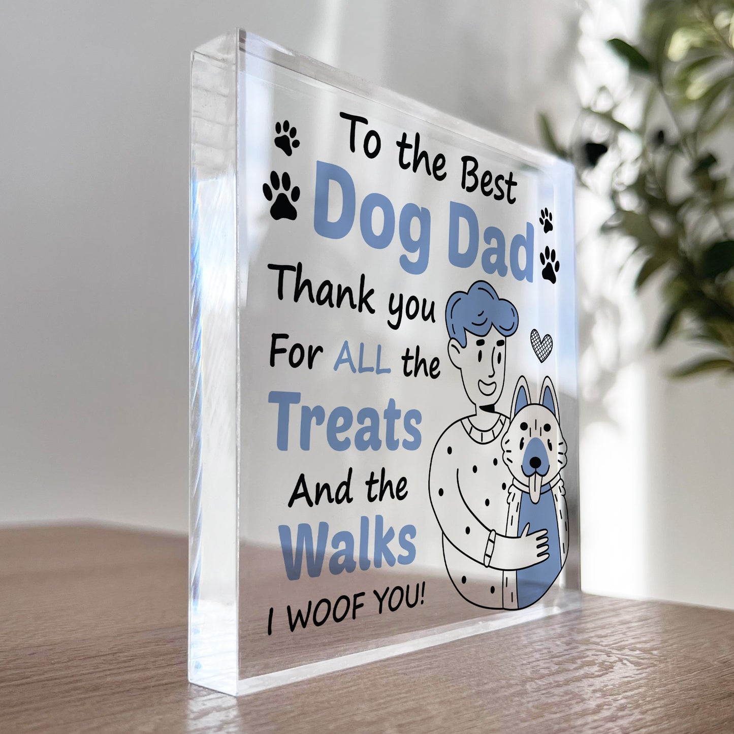 Dad Gift From Dog For Birthday Christmas Acrylic Block Dog Dad