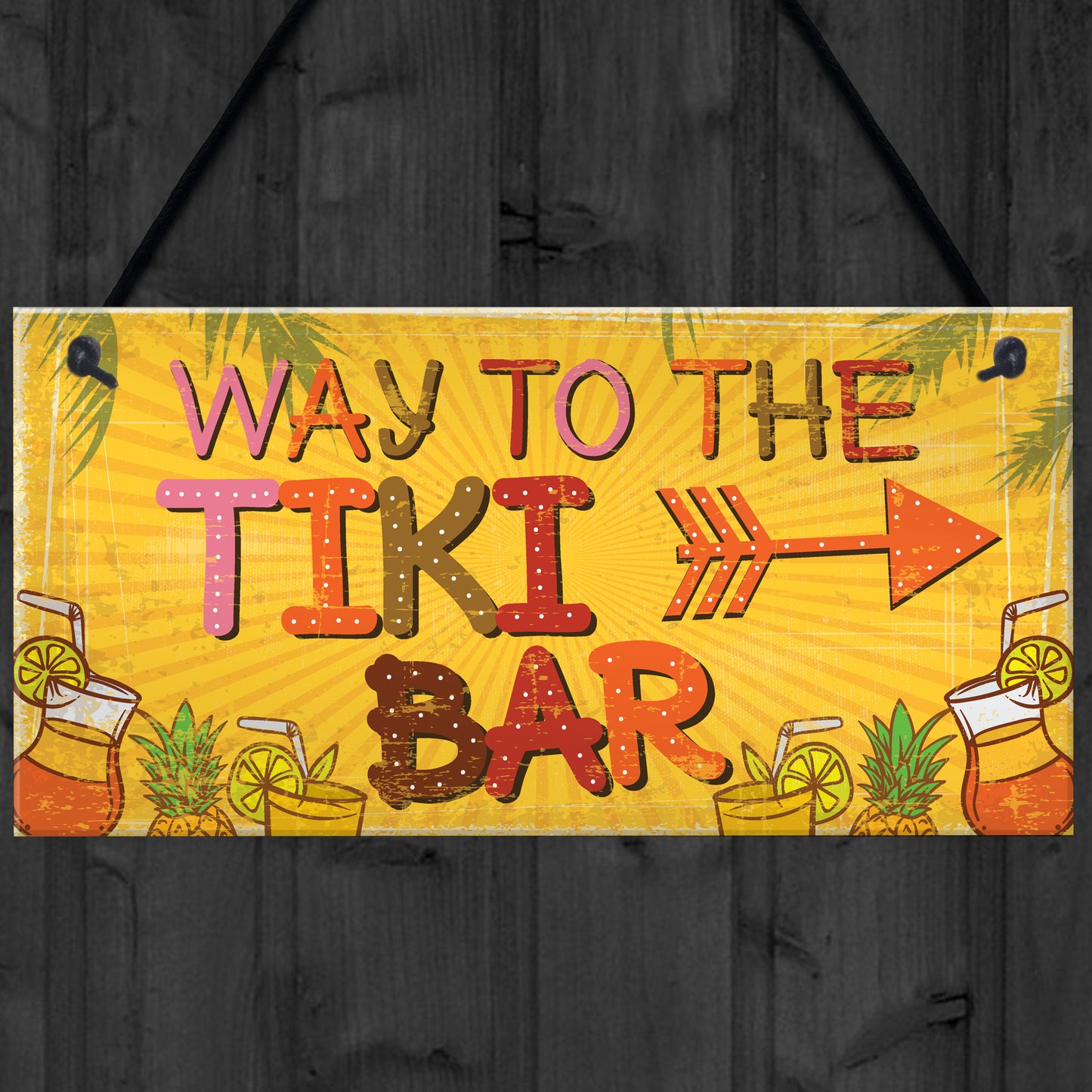 Welome Tiki Bar Party Hanging Pub Plaque Beer Cocktails Sign