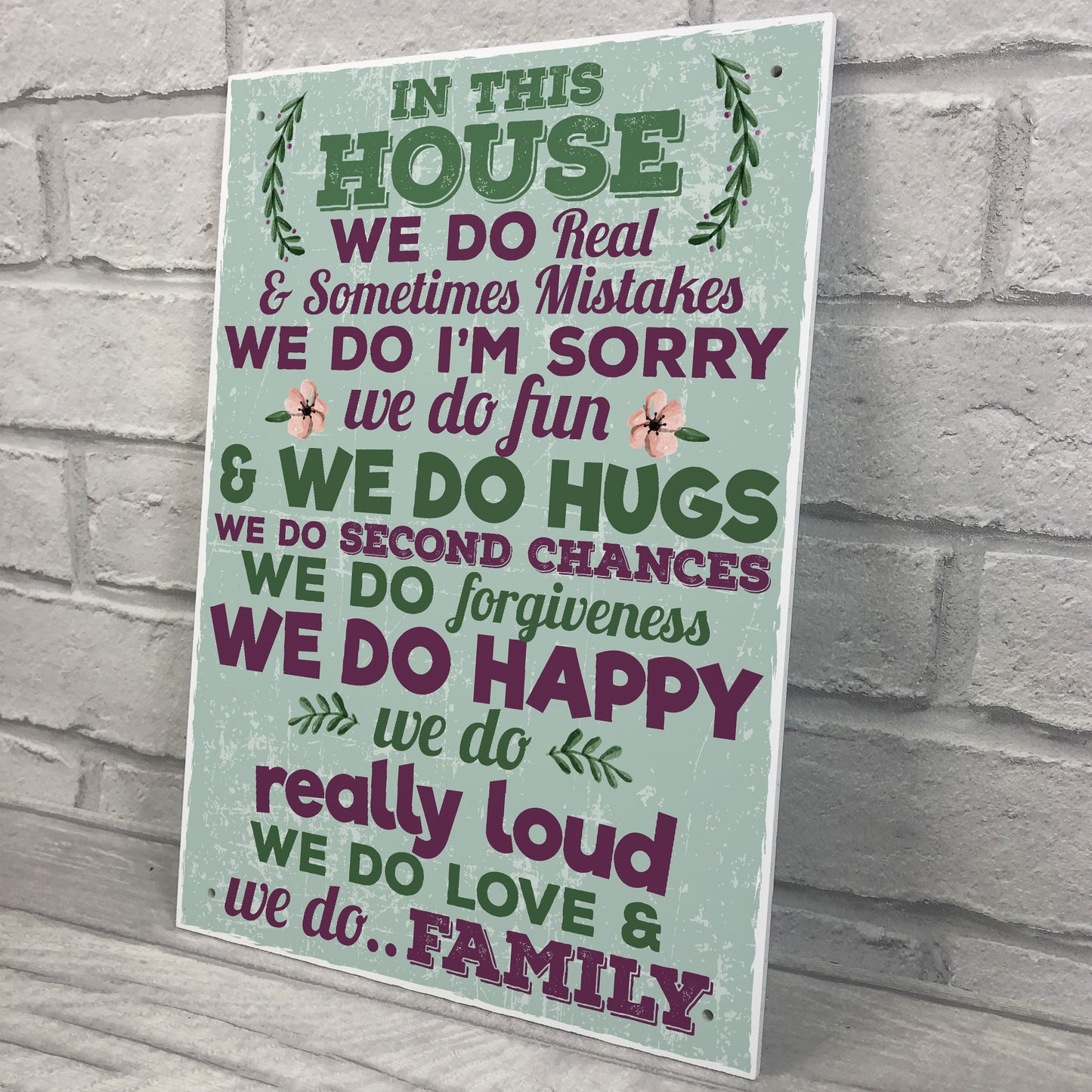 In This House We Do Family Wall Art Sign Plaque Mum Dad Birthday