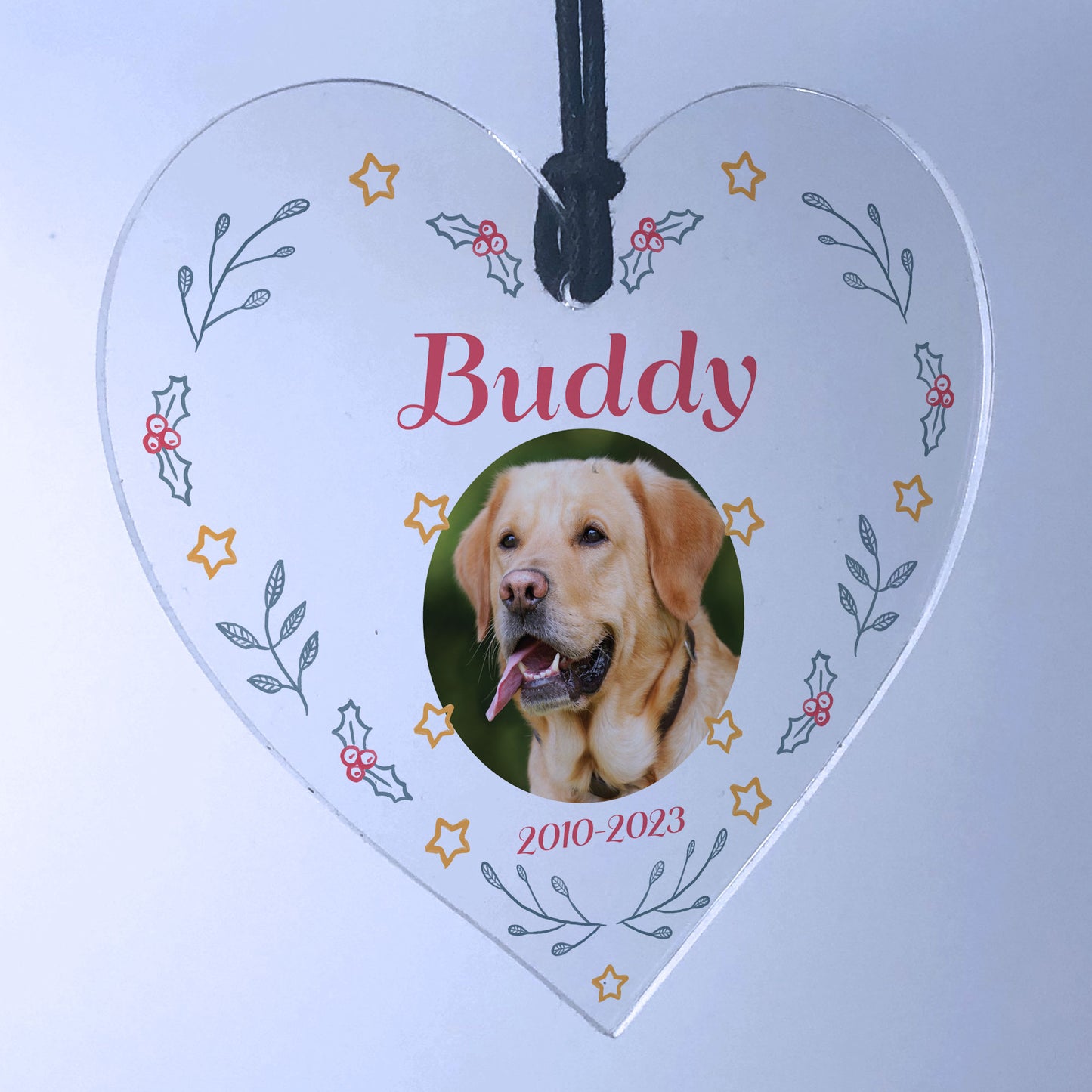 Dog Memorial Bauble Personalised Photo Christmas Tree Decoration