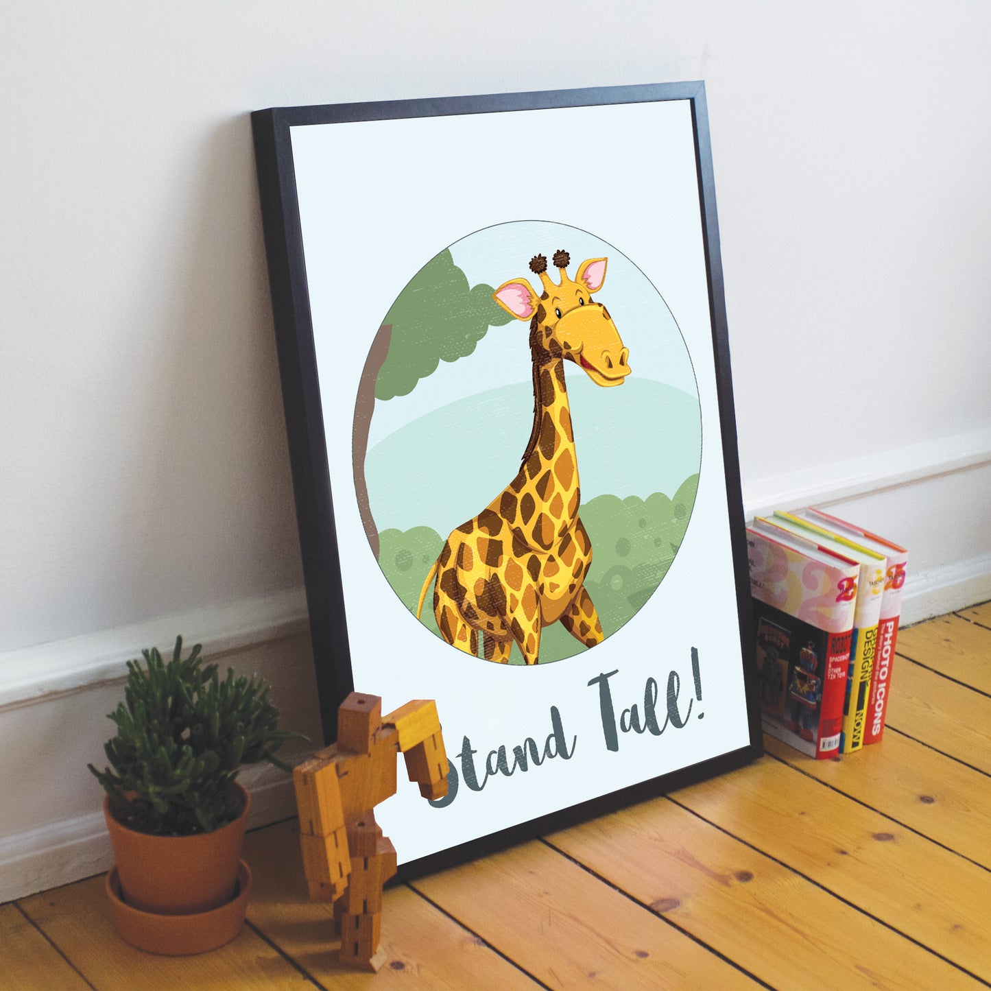 Animal Framed Nursery Prints / Giraffe Wall Art Pictures Nursery