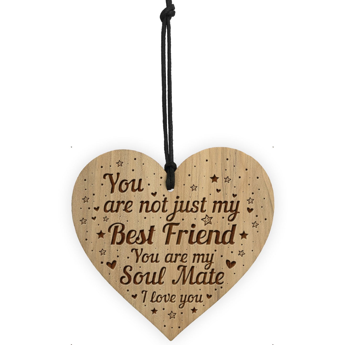 Best Friend Soulmate Gifts Wooden Engraved Heart Friendship Gift