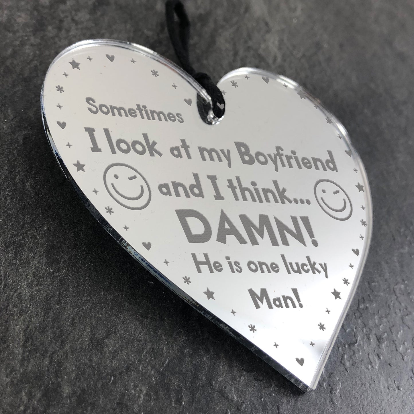 Funny Boyfriend Gift For Christmas Birthday Engraved Heart Joke