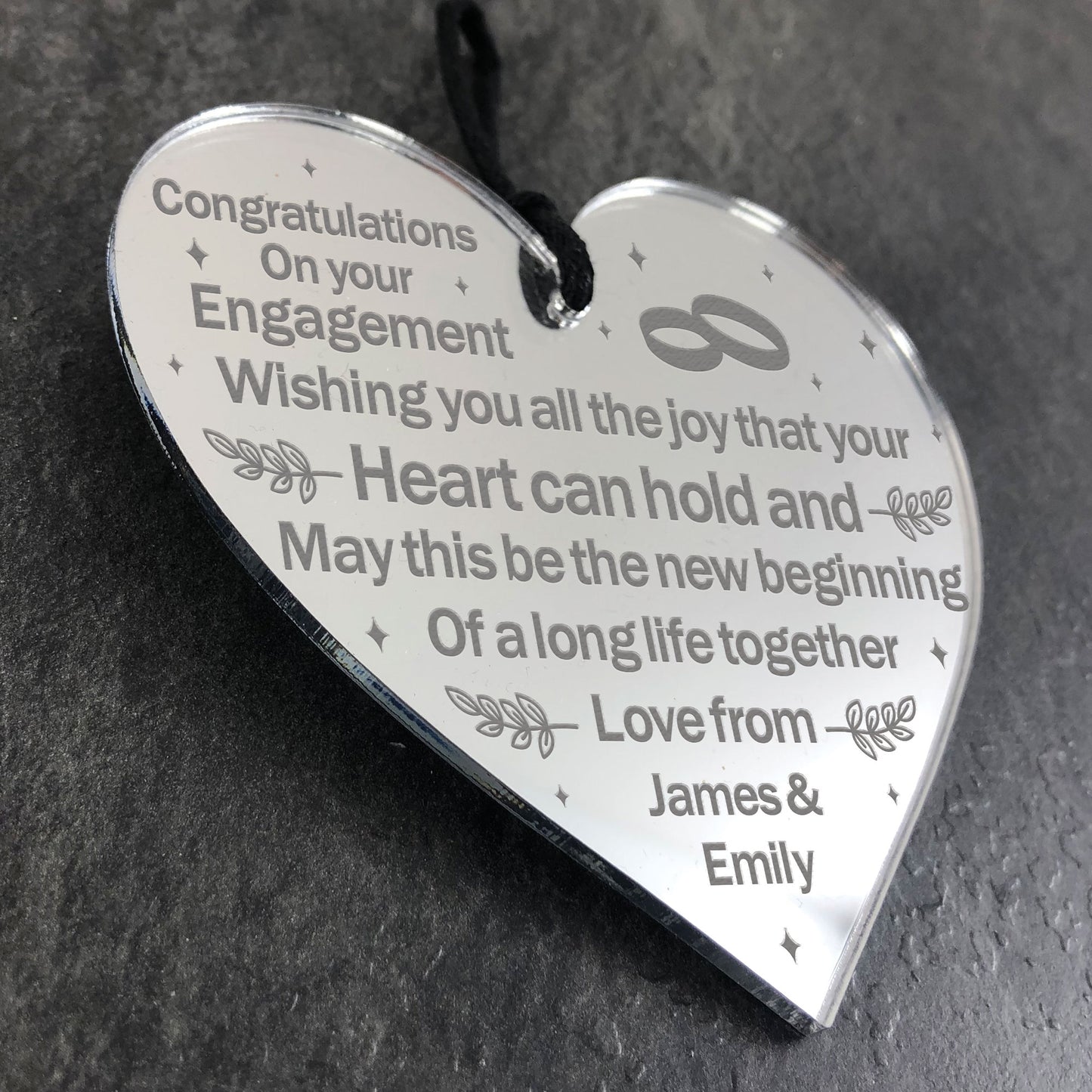 Personalised Engraved Engagement Gift Heart Congratulations Gift