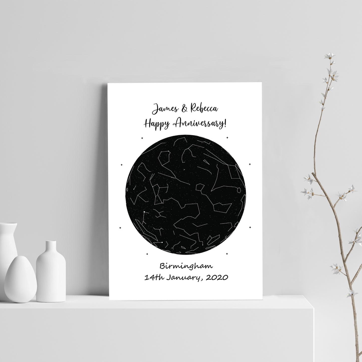 Anniversary Gift For Husband Wife Personalised Star Print Gift