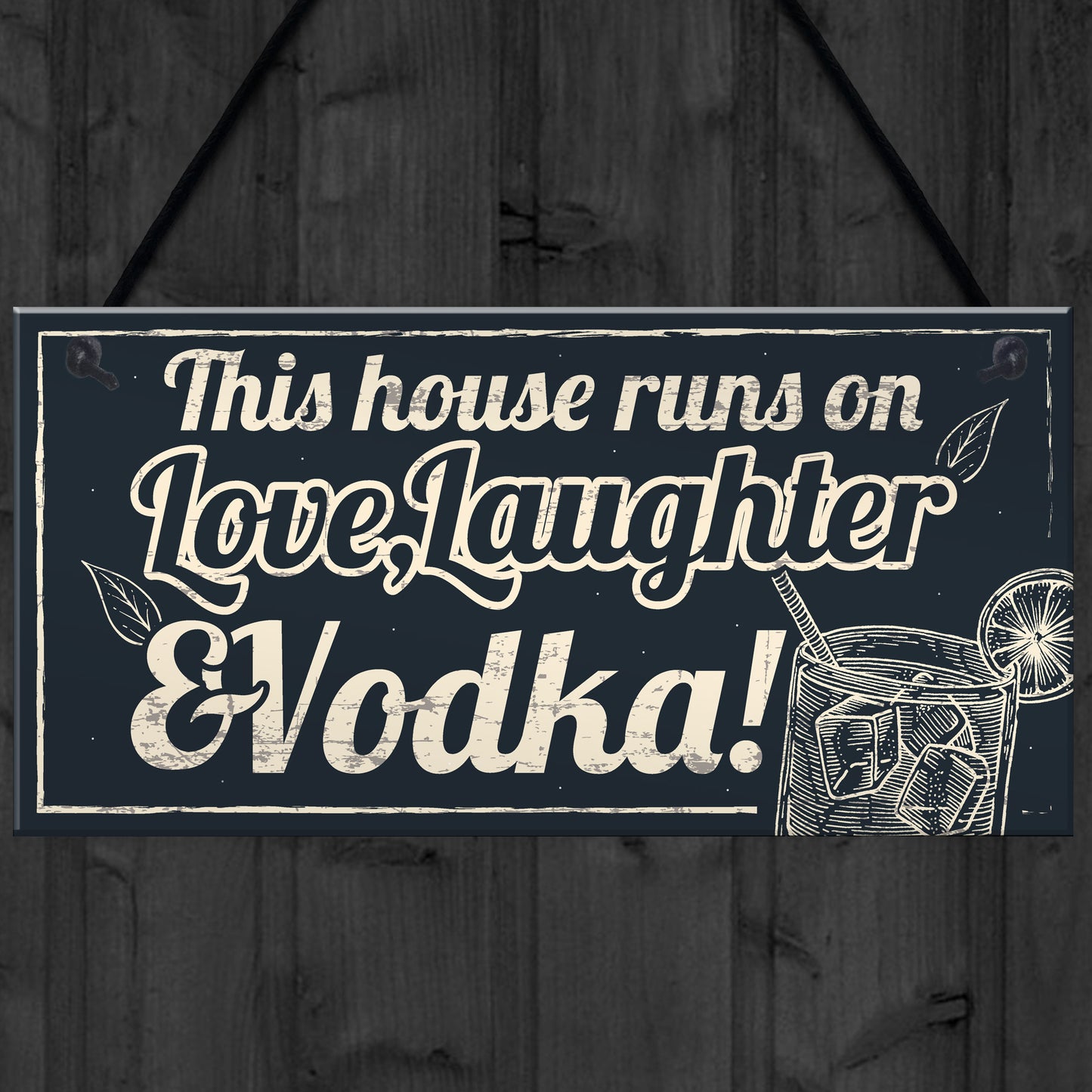 Fun Laughter Vodka Kitchen Plaque Alcohol Home Bar Sign Gifts