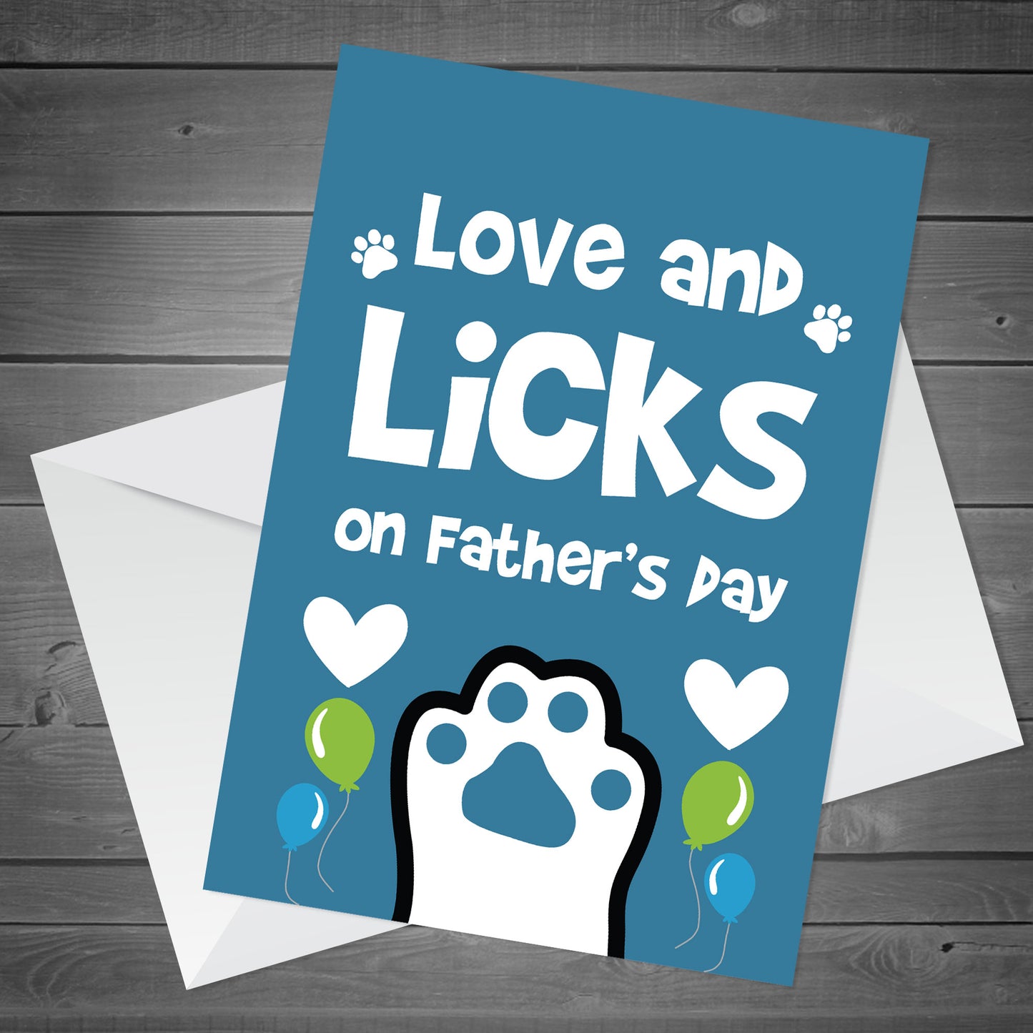 Fathers Day Gift From The Dog Funny Card And Wooden Heart