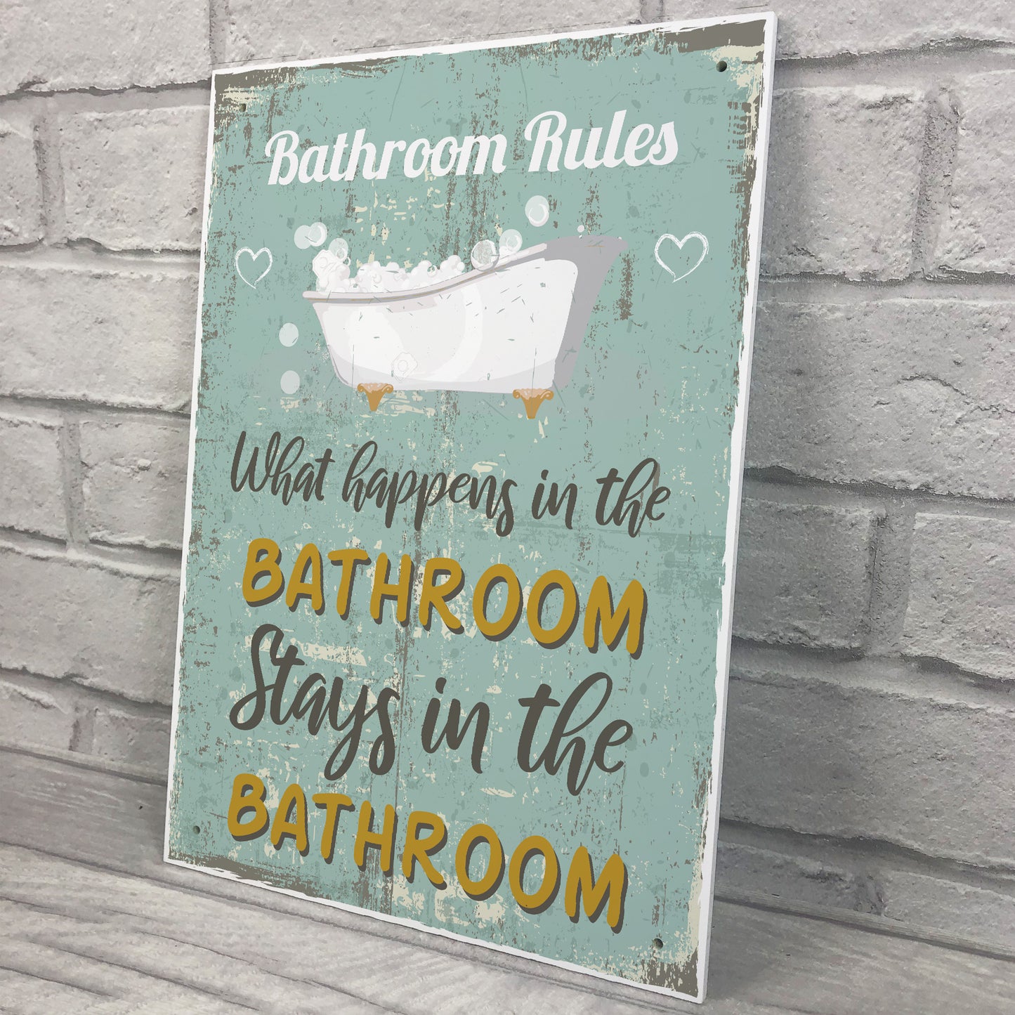 Shabby Chic What Happens In The Bathroom Funny Sign Plaque