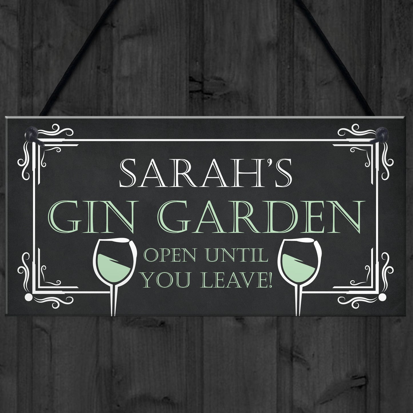 Personalised Gin Garden Hanging Home Bar Garden Sign Gin Gift