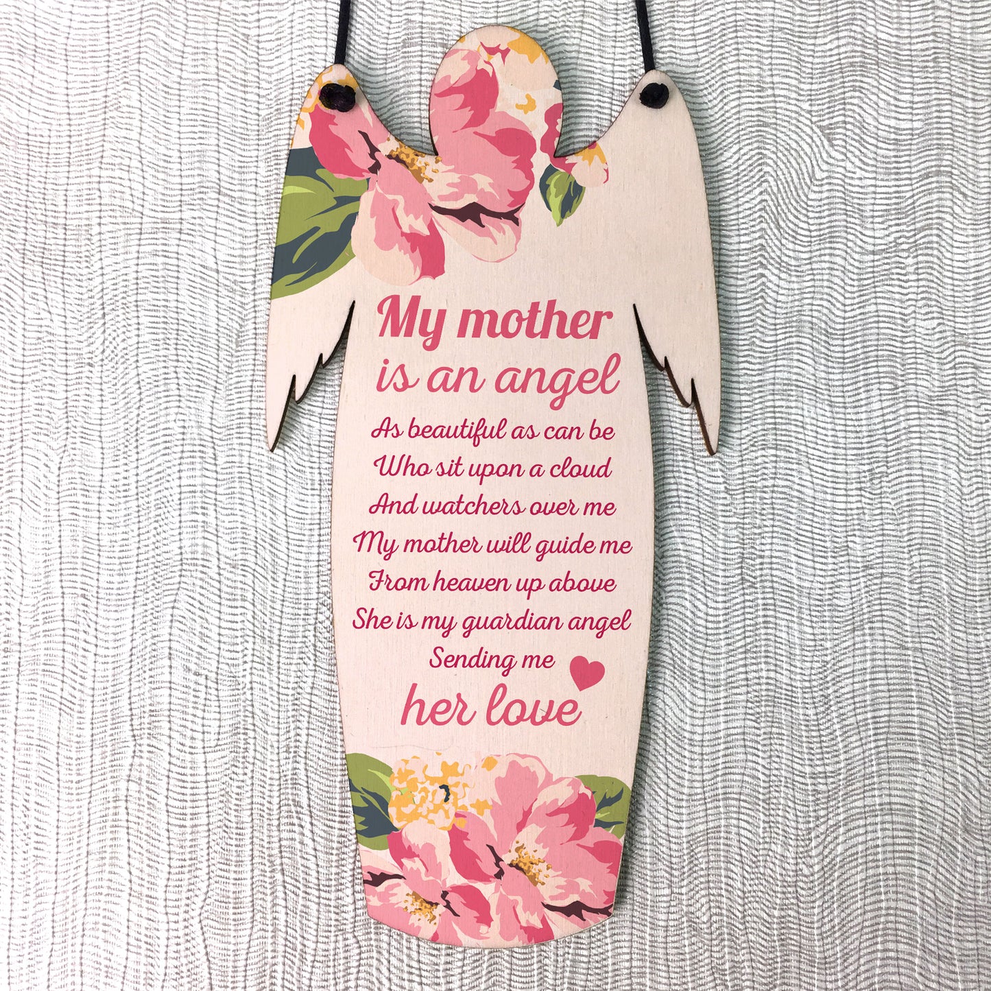 Mother Is An Angel Grave Hanging Wooden Angel Plaque Memory Sign