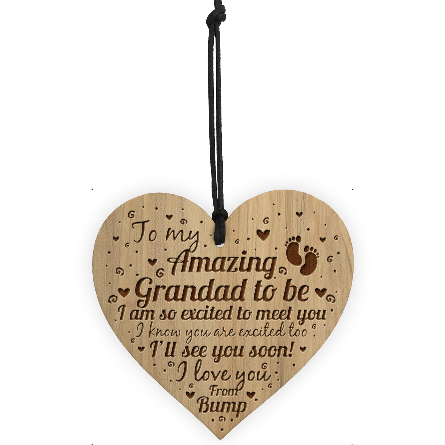 Grandad To Be Gifts Birthday Christmas Gift Engraved Heart Bump
