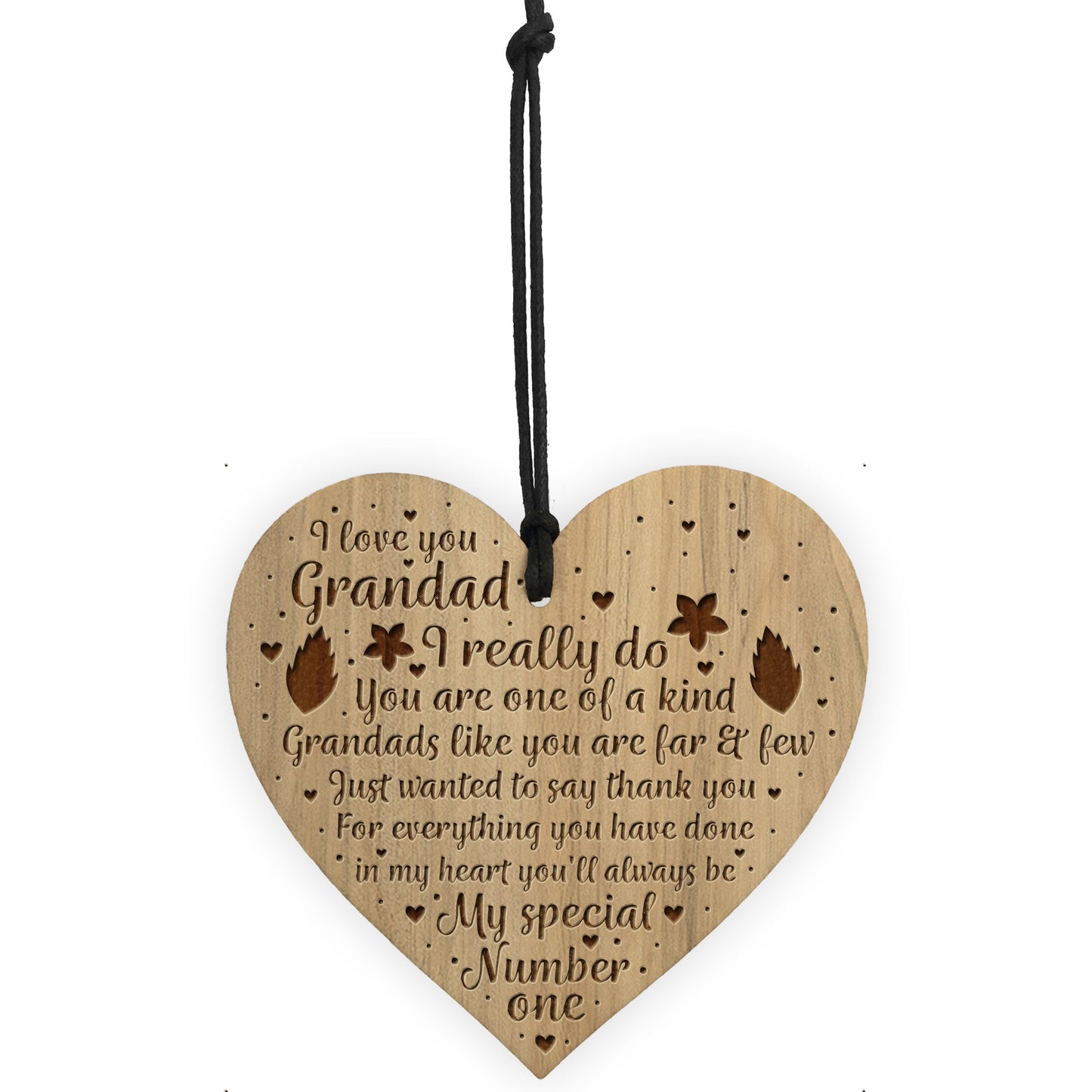 Thank You Grandad Gift LOVE Engraved Heart Grandad Birthday