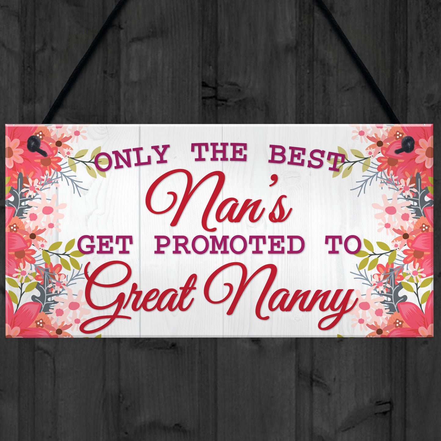 BEST NANS Promoted To GREAT NANNY Pregnancy Gift Hanging Plaque