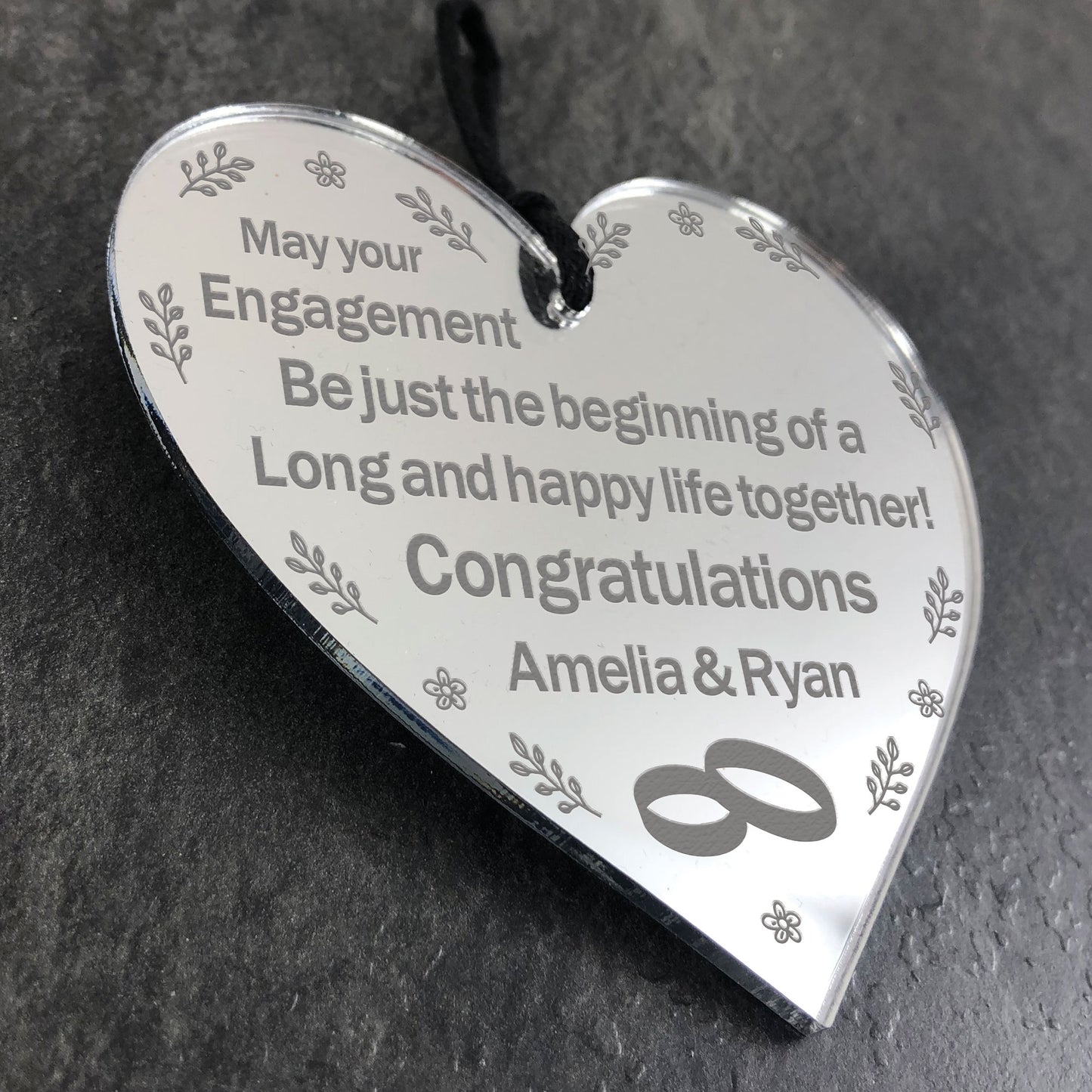 Engagement Personalised Gift Congratulations Engraved Mirror