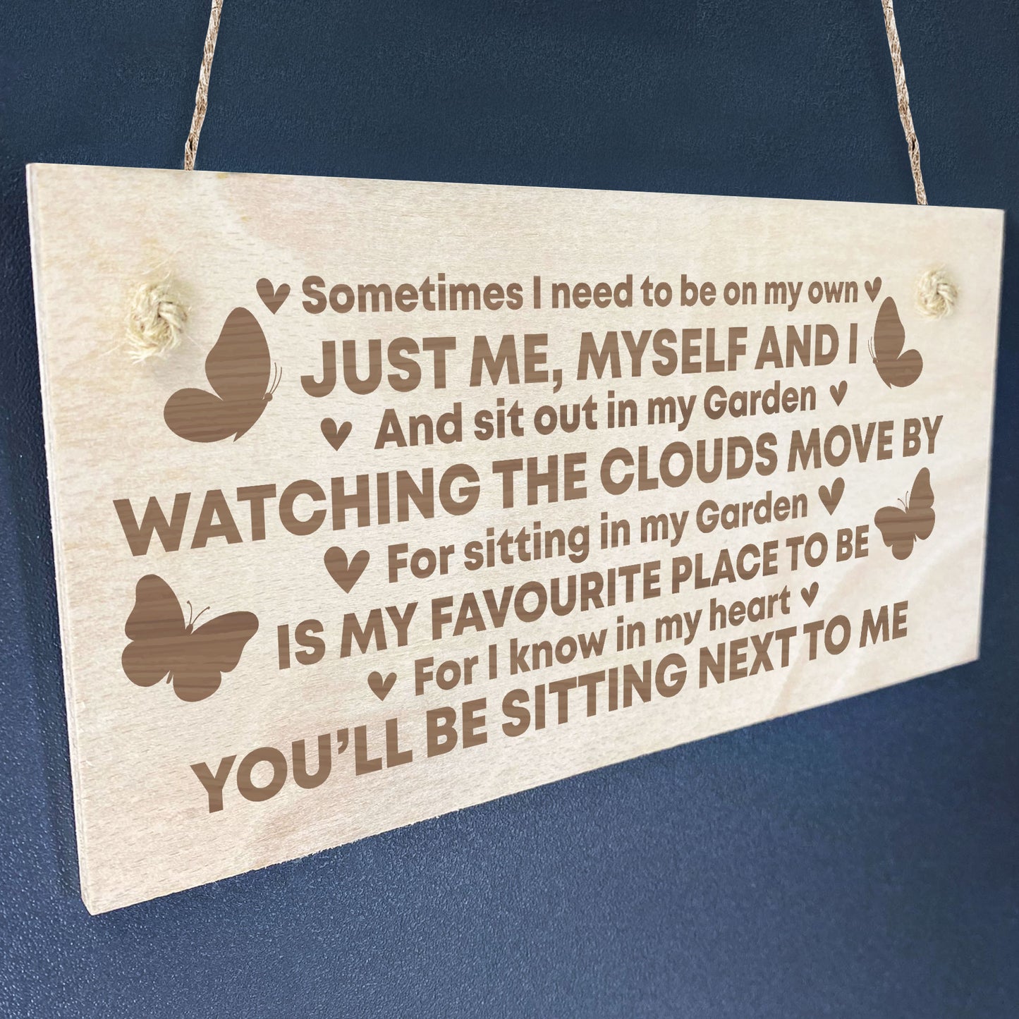 Memorial Garden Hanging Signs For Outside Wooden Engraved