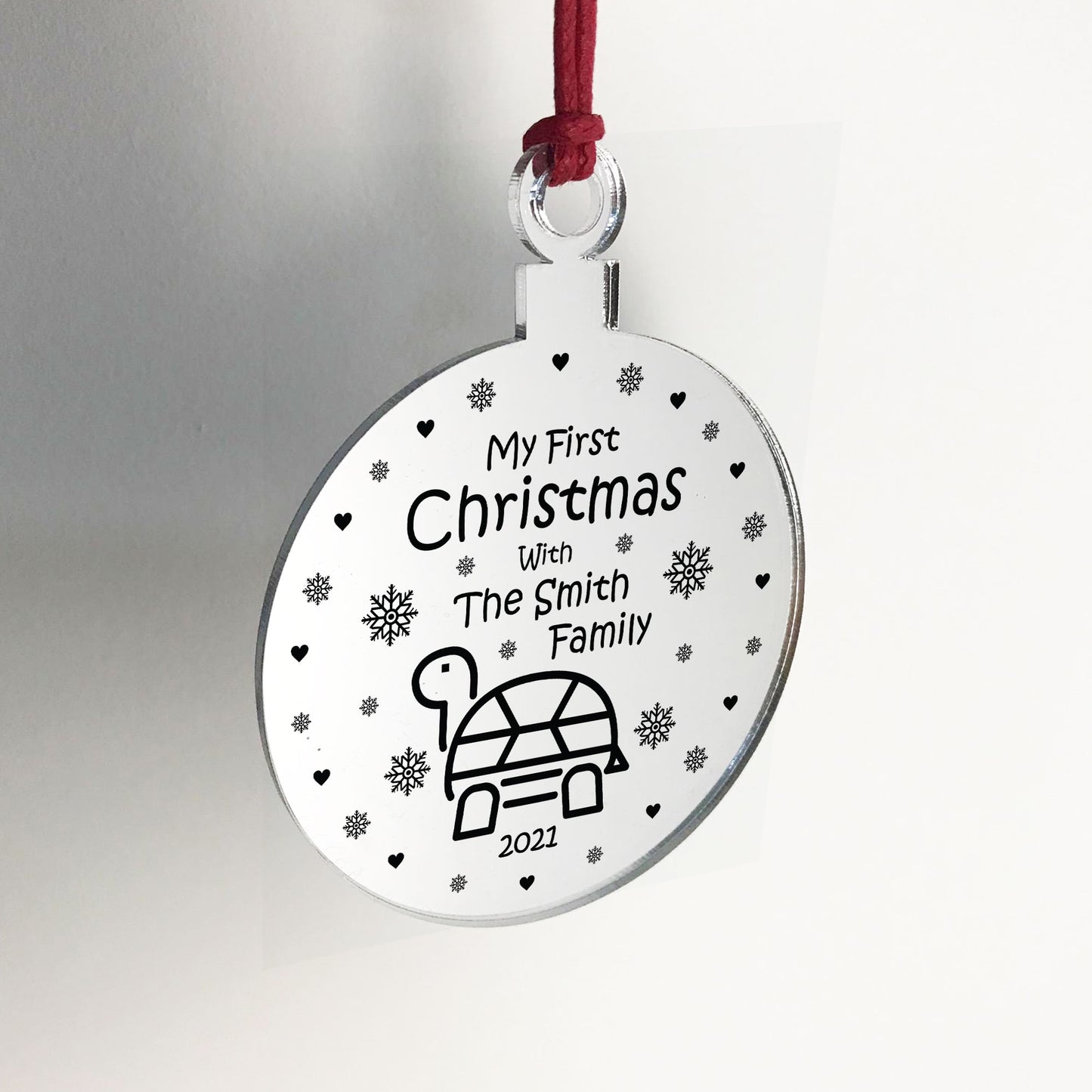Personalised 1st Christmas With Tortoise Turtle Christmas Bauble