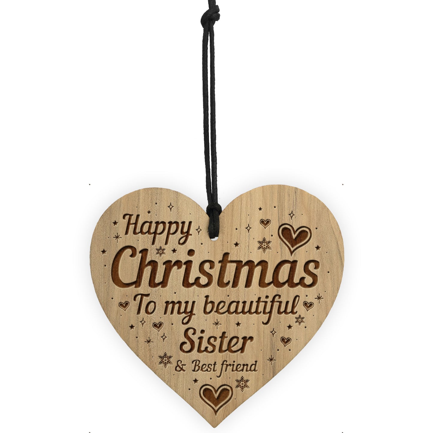 Christmas Gift For Sister Wood Engraved Heart Best Friend Sister