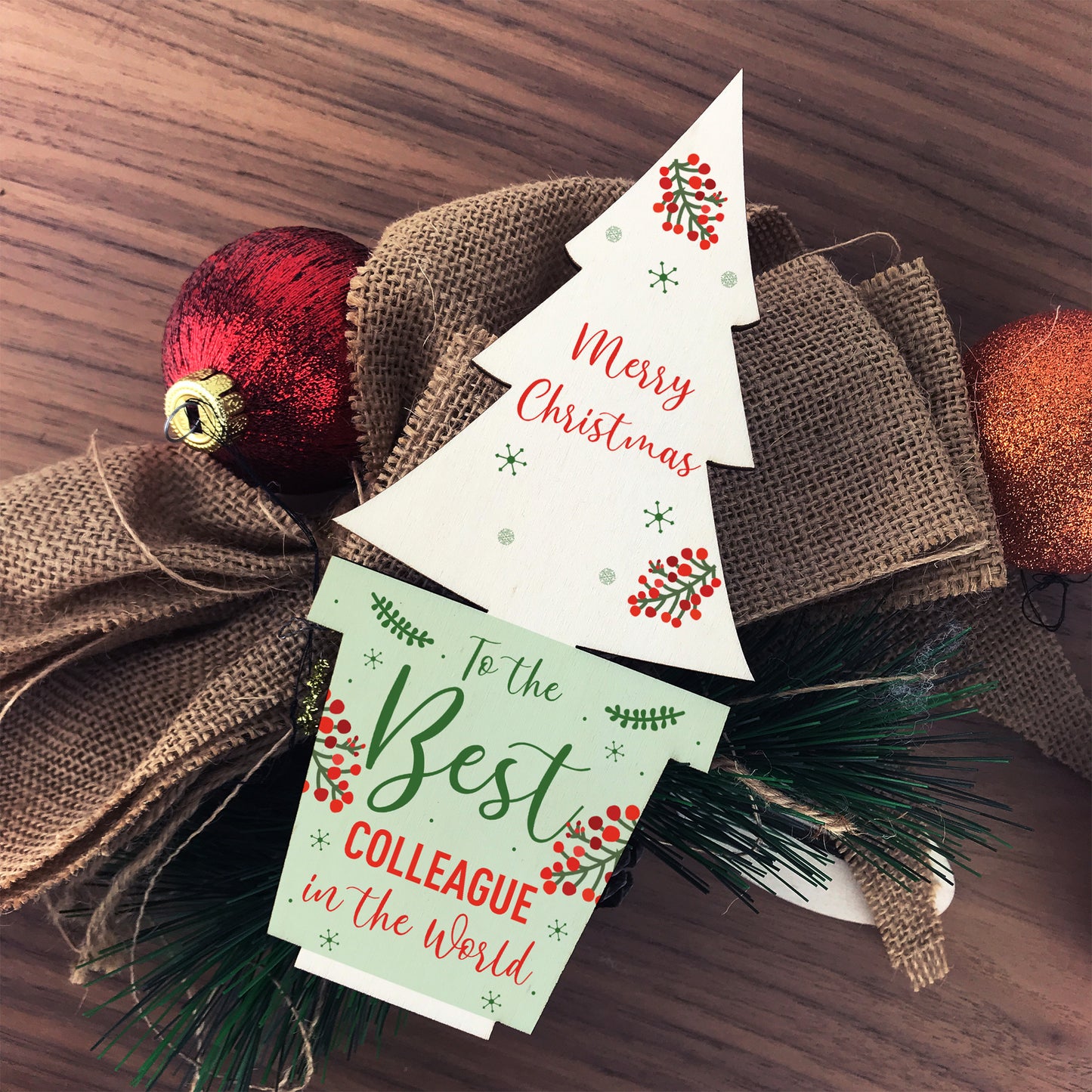 Christmas Gift For Colleague Wooden Christmas Tree Decoration