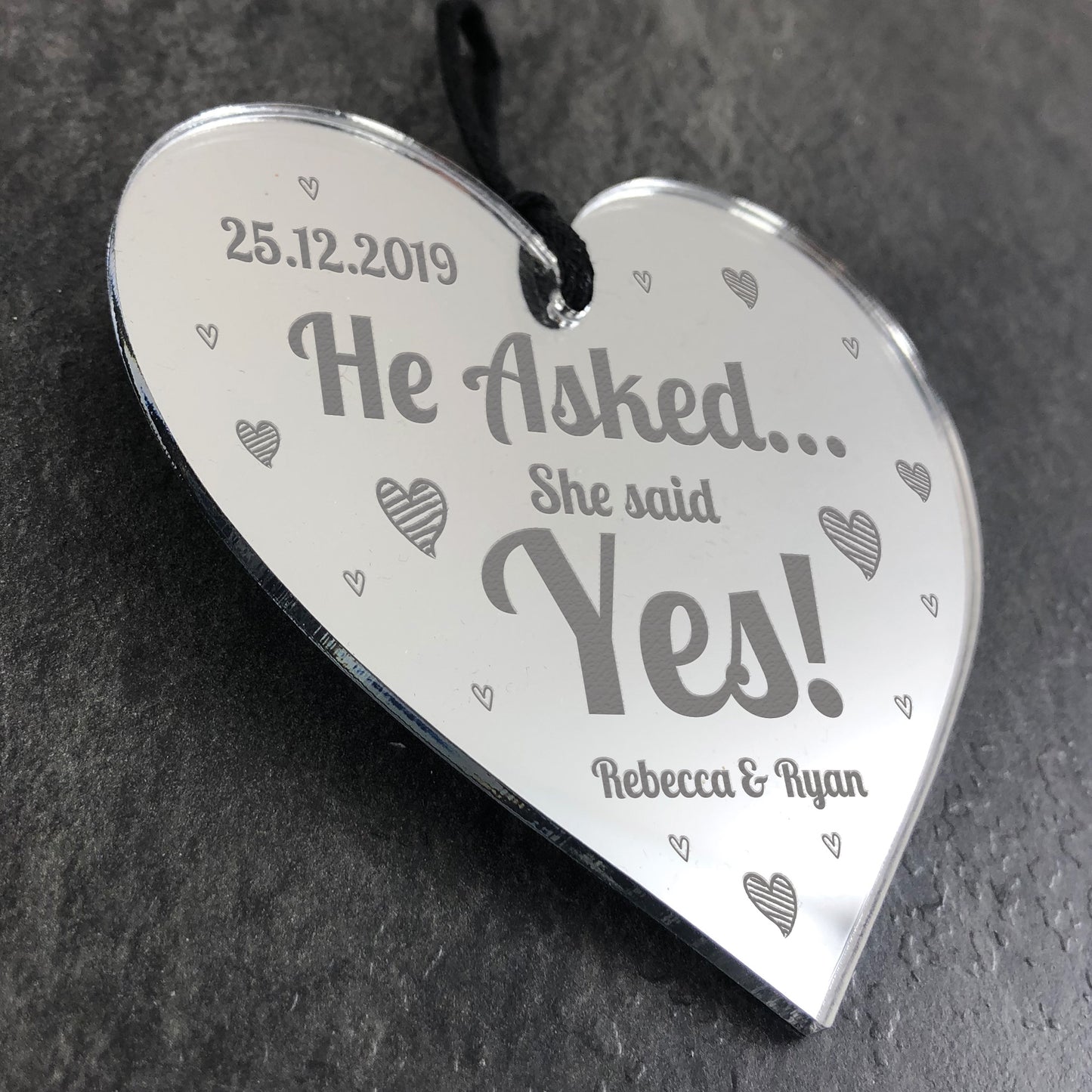 Personalised Engagement Gifts Mirror Acrylic Heart Wedding Gifts