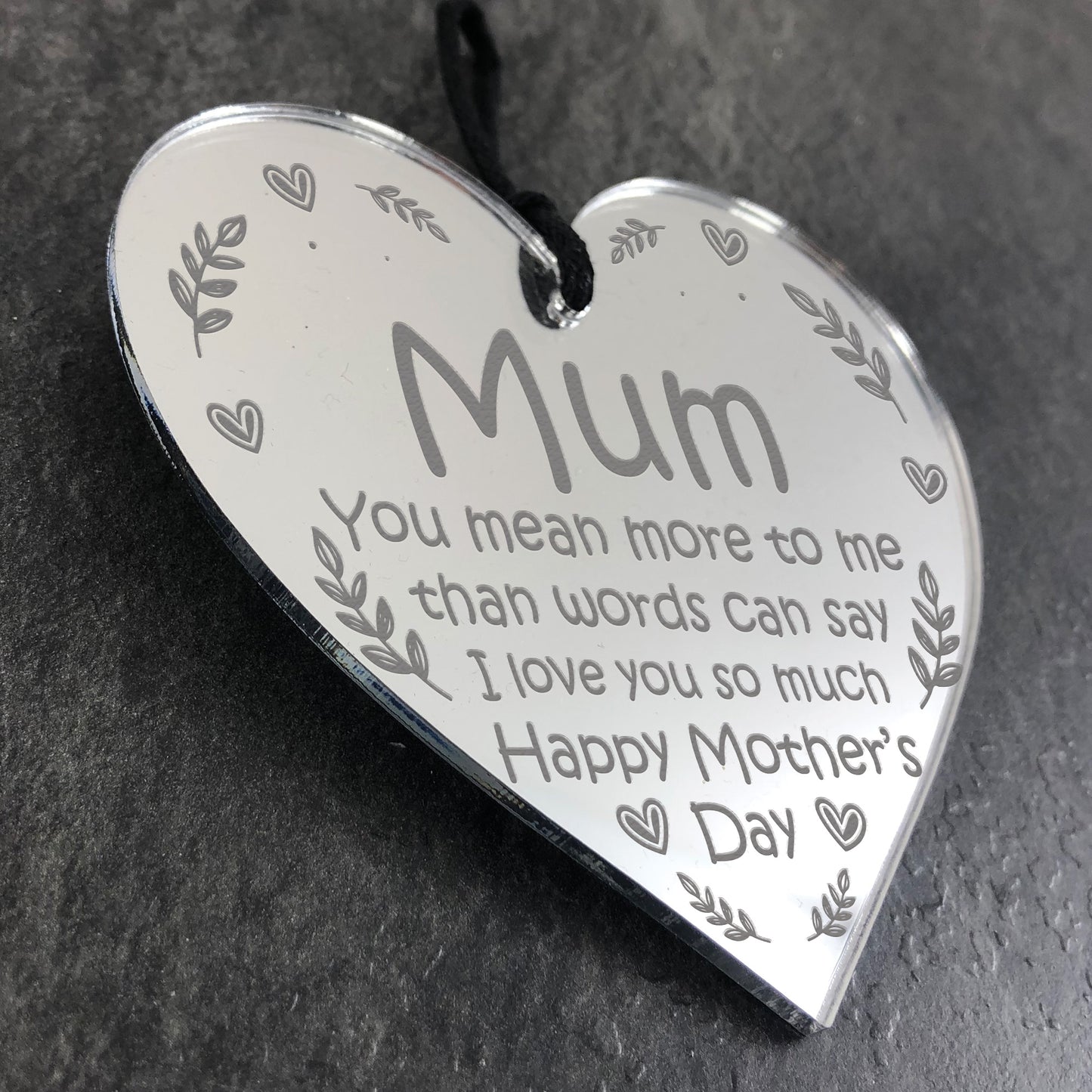 I Love You Mum Mothers Day Gift Engraved Heart Beautiful Gift