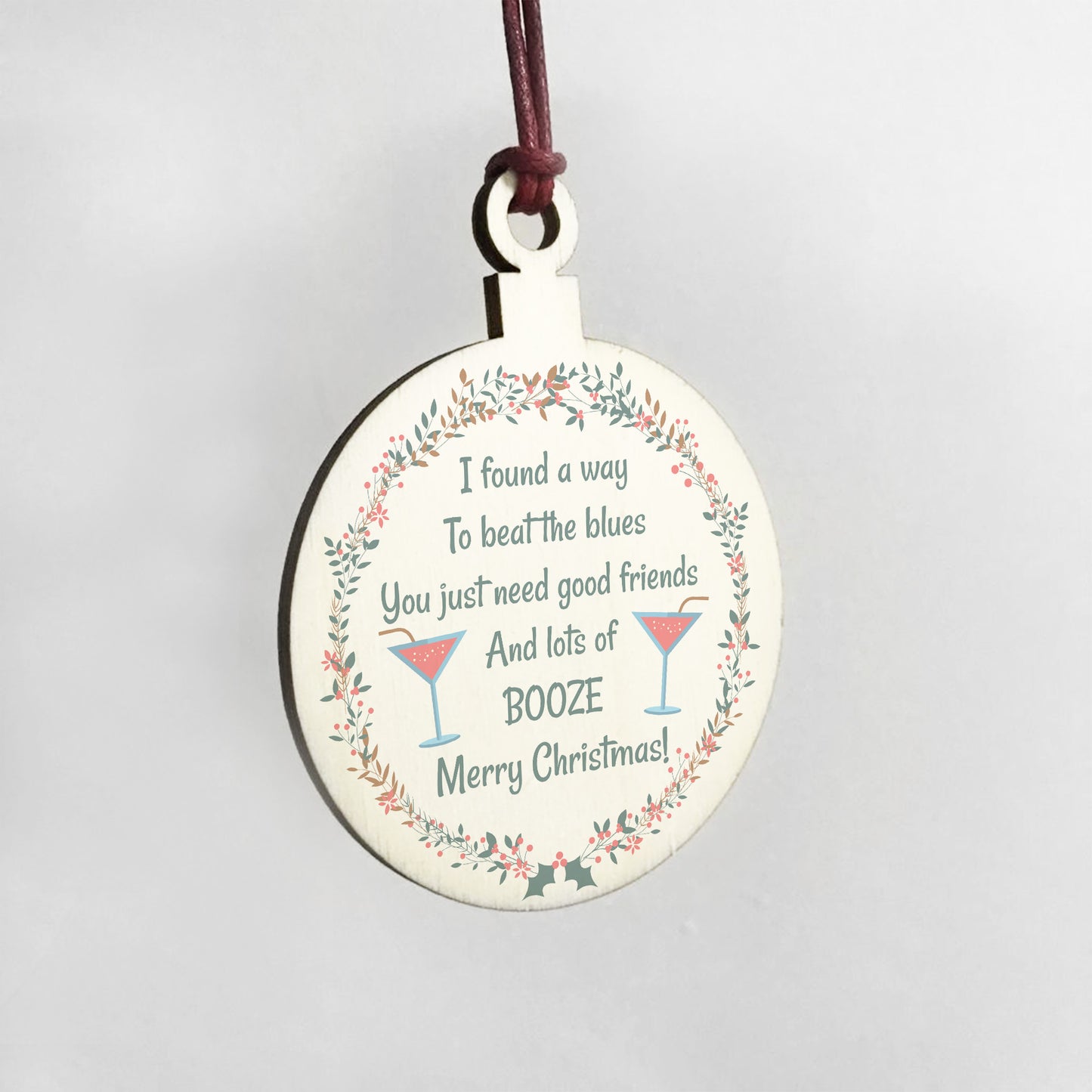 Merry Christmas Gift For Best Friend Hanging Wood Bauble Funny