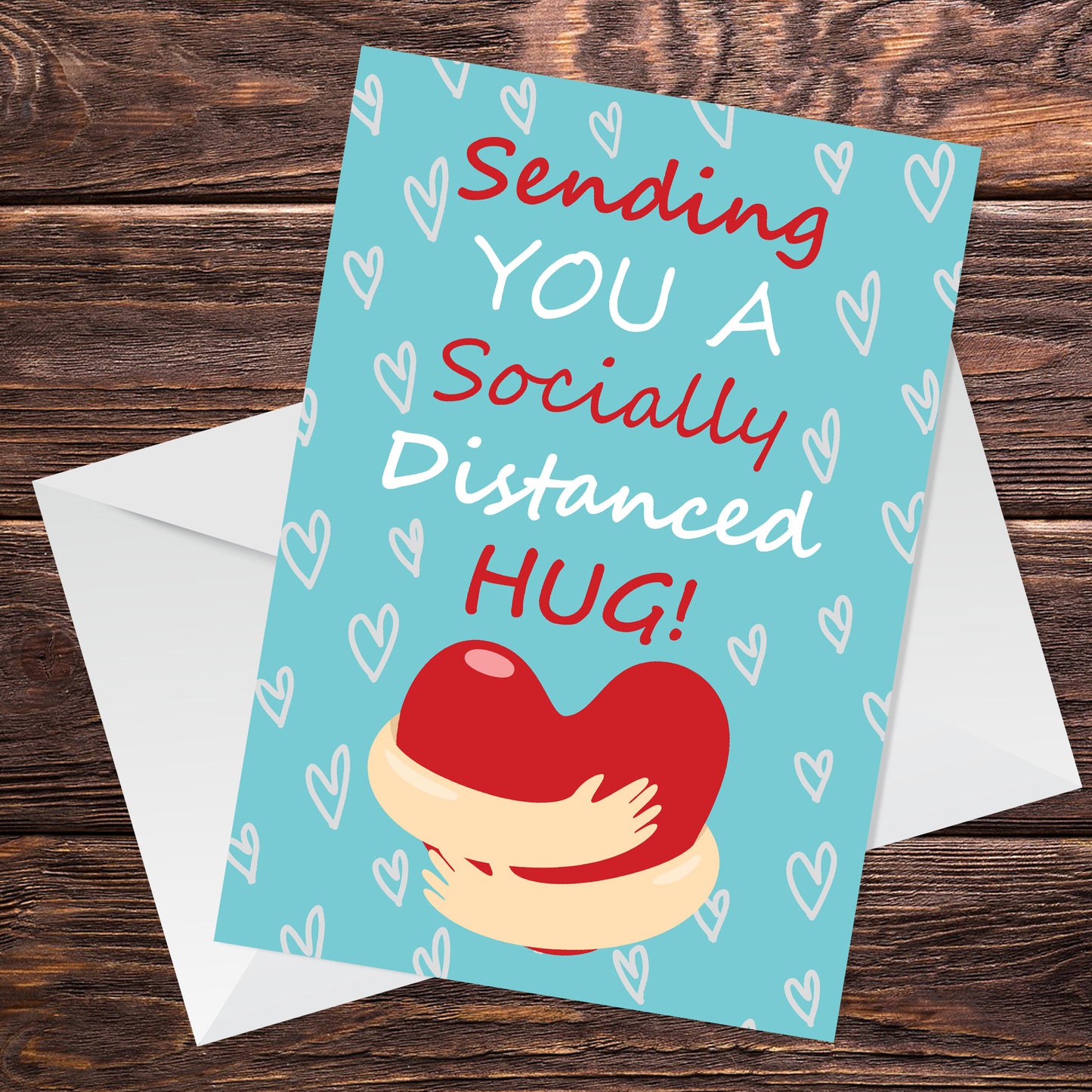 Socially Distanced Hug Card For Best Friend Nan Grandad Lockdown